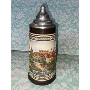 Vintage Beer Stein German City Theme Stein